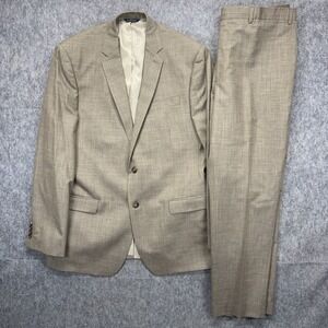 Polo Ralph Lauren Suit Men's 46L Wool Silk Linen Brown Tan